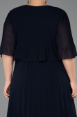 Robe de Soirée Grande Taille Midi Mousseline Bleu Marine ABK2677