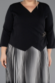 Robe De Invitation Grande Taille Midi Mousseline Noir ABK2694