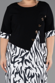 Robe De Invitation Grande Taille Midi Mousseline Noir-Blanc ABK2695