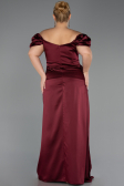 Robe De Soirée Grande Taille Satin Longue Rouge Bordeaux ABU1626