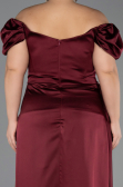 Robe De Soirée Grande Taille Satin Longue Rouge Bordeaux ABU1626