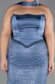Robe de Soirée Grande Taille Longue Perlé Indigo ABU6258