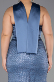 Robe de Soirée Grande Taille Longue Perlé Indigo ABU6258