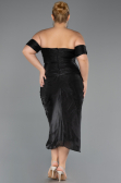 Robe De Invitation Grande Taille Midi Mousseline Noir ABK2701