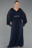 Robe de Soirée Grande Taille Longue Pierreux Bleu Marine ABU6653