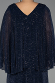 Robe de Soirée Grande Taille Longue Pierreux Bleu Marine ABU6653