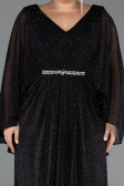 Robe de Soirée Grande Taille Longue Pierreux Noir ABU6653