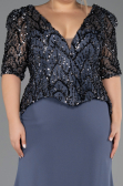 Robe de Soirée Grande Taille Longue Anthracite ABU6618