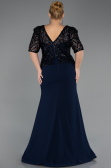 Robe de Soirée Grande Taille Longue Bleu Marine ABU6618