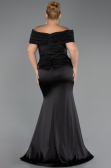Robe De Soirée Grande Taille Satin Longue Noir ABU5878