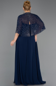 Robe Grande Taille Longue Mousseline Bleu Marine ABU6529