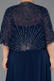 Robe Grande Taille Longue Mousseline Bleu Marine ABU6529