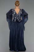 Robe De Soirée Grande Taille Longue Mousseline Bleu Marine ABU6619