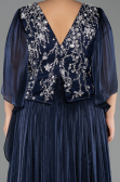 Robe De Soirée Grande Taille Longue Mousseline Bleu Marine ABU6619