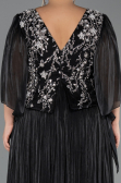 Robe De Soirée Grande Taille Longue Mousseline Noir ABU6619