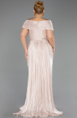 Robe De Soirée Grande Taille Longue Mousseline Beige ABU6604