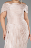 Robe De Soirée Grande Taille Longue Mousseline Beige ABU6604