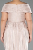 Robe De Soirée Grande Taille Longue Mousseline Beige ABU6604