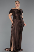 Robe Grande Taille Longue Mousseline Brun ABU6604