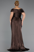 Robe Grande Taille Longue Mousseline Brun ABU6604