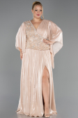 Robe De Soirée Grande Taille Longue Mousseline Beige ABU6619