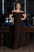 Robe De Soirée Grande Taille Longue Mousseline Brun ABU6646