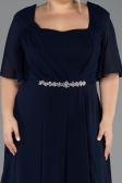 Robe de Soirée Grande Taille Longue Mousseline Bleu Marine ABU6663