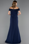 Robe Grande Taille Longue Bleu Marine ABU6103