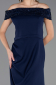 Robe Grande Taille Longue Bleu Marine ABU6103