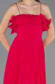 Robe de Soirée Longue Mousseline Fushia ABU4866