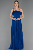 Robe de Soirée Longue Mousseline Bleu Saxe ABU4866