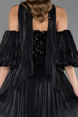 Robe de Soirée Longue Mousseline Noir ABU6533
