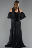 Robe de Soirée Longue Mousseline Noir ABU6533