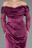 Robe de Soirée Grande Taille Longue Satin Prune ABU5831