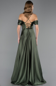 Robe de Soirée Longue Satin Kaki ABU4703