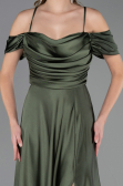 Robe de Soirée Longue Satin Kaki ABU4703