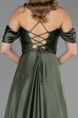 Robe de Soirée Longue Satin Kaki ABU4703