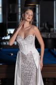 Robe de Soirée Longue Satin Blanc ABU6193