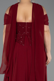 Robe De Soirée Grande Taille Longue Mousseline Rouge Bordeaux ABU6684