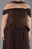 Robe De Soirée Grande Taille Longue Mousseline Brun ABU6684