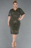 Robe De Invitation Grande Taille Midi Kaki ABK2704