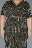 Robe De Invitation Grande Taille Midi Kaki ABK2704