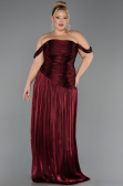 Robe De Soirée Grande Taille Longue Mousseline Rouge Bordeaux ABU6685