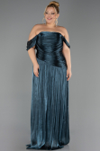 Robe De Soirée Grande Taille Longue Mousseline Vert Pétrole ABU6685