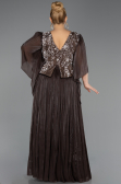 Robe De Soirée Grande Taille Longue Mousseline Brun ABU6619