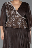 Robe De Soirée Grande Taille Longue Mousseline Brun ABU6619