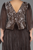 Robe De Soirée Grande Taille Longue Mousseline Brun ABU6619