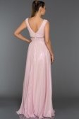Pembe Özel Kumaş V Yaka Abiye F4258