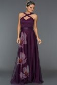 Violet Çiçekli Abiye Elbise ABU331
