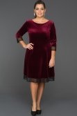 Bordo Büyük Beden Kadife Elbise AR38092